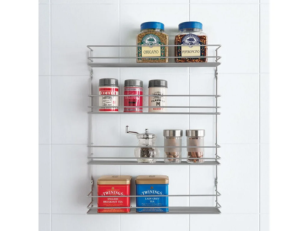 Étagère à épices murale à 4 niveaux Pepito Argenté FR84565
