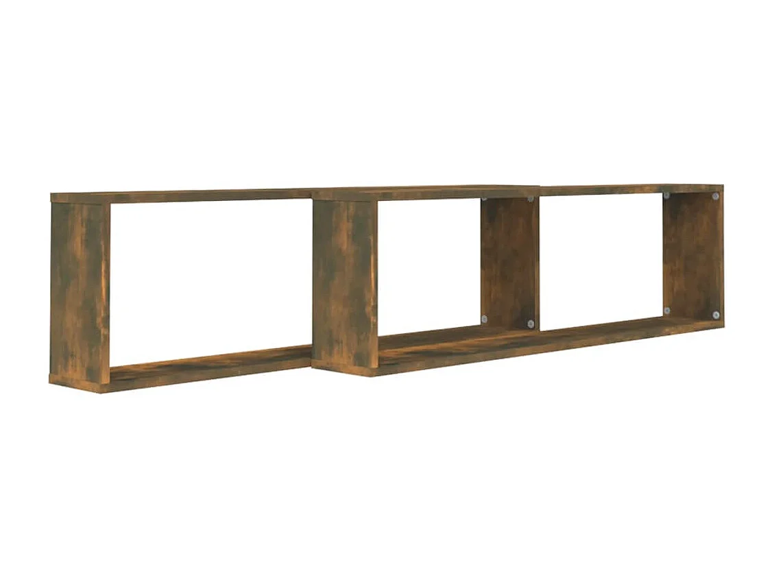 Lot de 2 Étagères murales cubiques Chêne fumé 100x15x30 cm FR95834