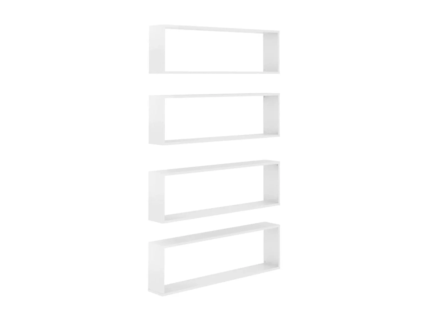 Lot de 4 Étagères cube murales Blanc brillant 100x15x30cm Aggloméré FR13285