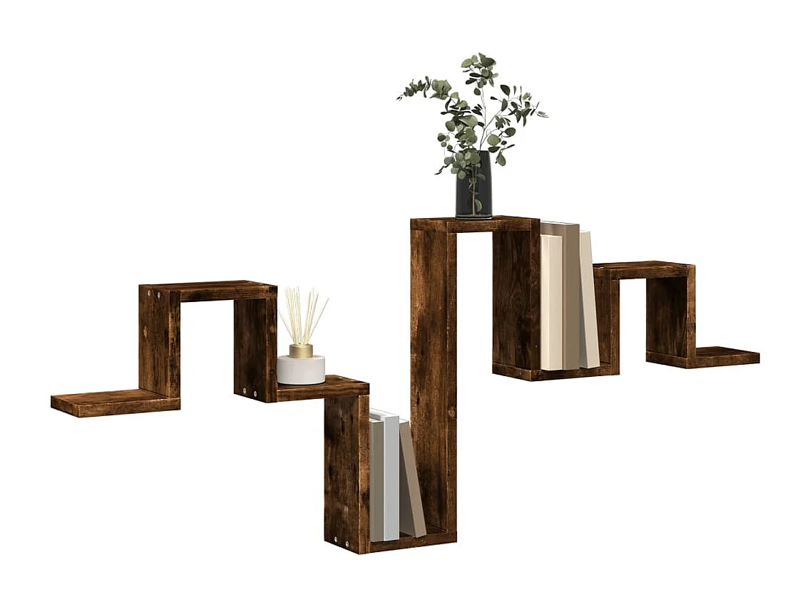 Estantería pared madera ingeniería roble ahumado 104,5x10x43 cm ES717795