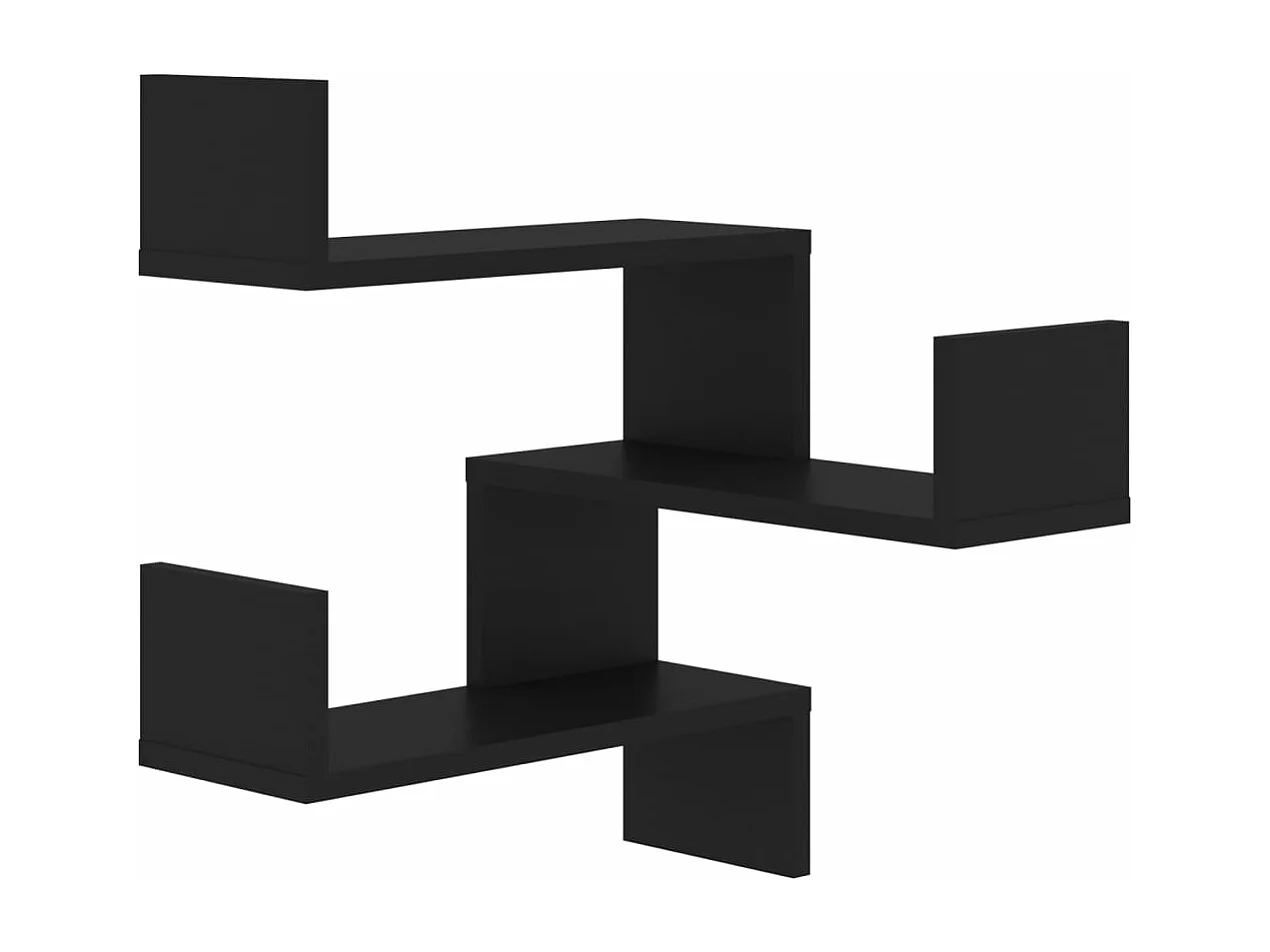 Estante de esquina de pared madera ingeniería negro 40x40x50 cm ES595493
