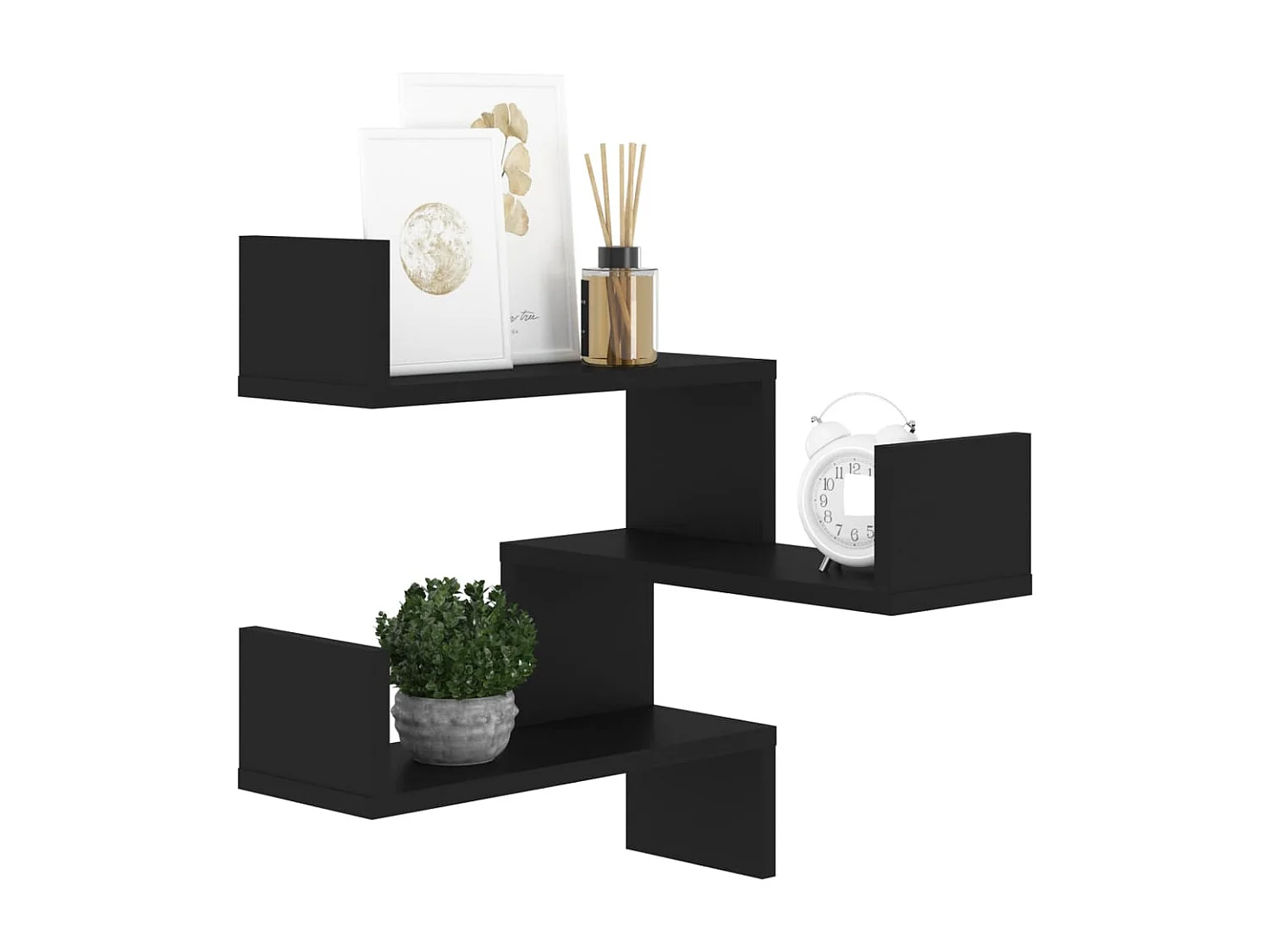 Estante de esquina de pared madera ingeniería negro 40x40x50 cm ES595493