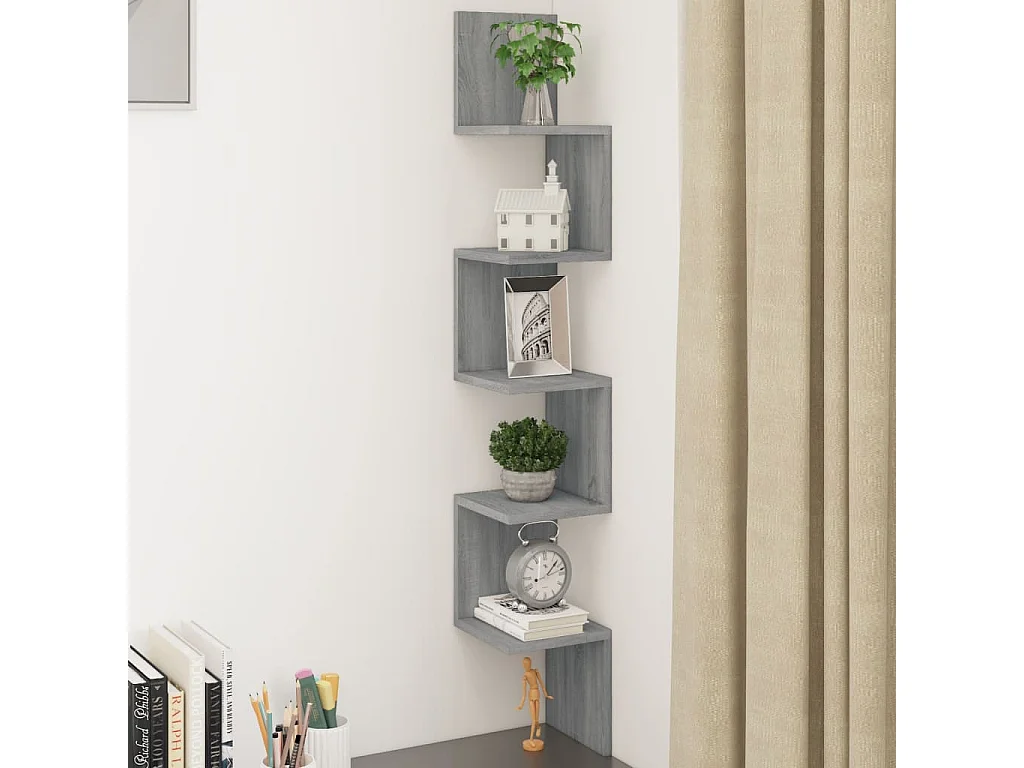 Étagère angle murale Sonoma gris 20x20x127,5 cm Bois ingénierie FR78883