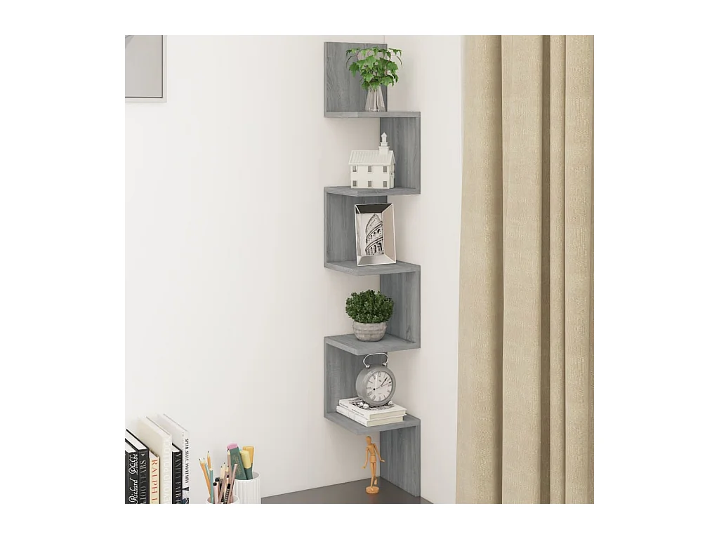 Étagère angle murale Sonoma gris 20x20x127,5 cm Bois ingénierie FR78883