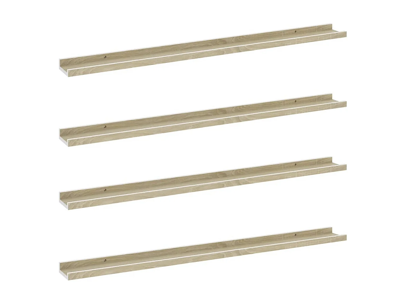 Lot de 4 Étagères murales blanc et chêne sonoma 100x9x3 cm FR10879