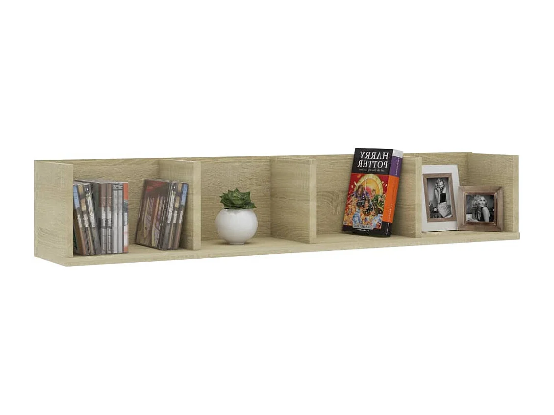 Cd-wandschap 100x18x18 cm bewerkt hout sonoma eikenkleurig BE618689