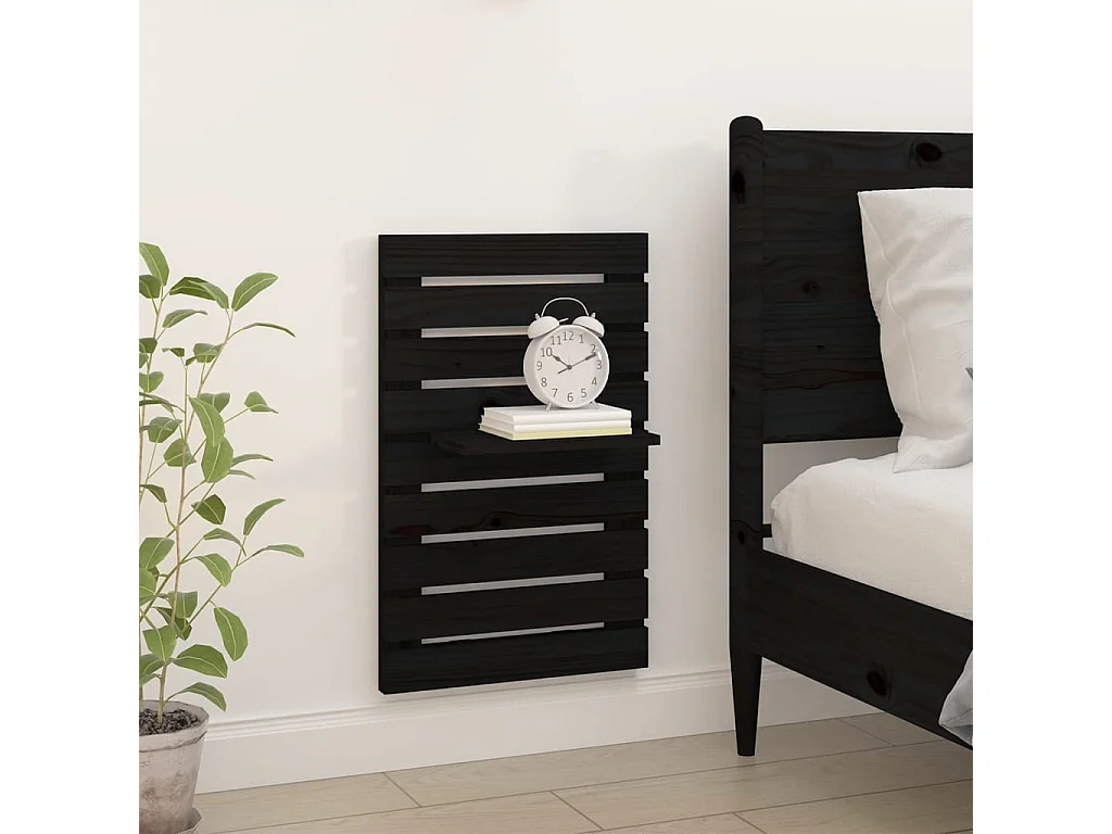 Estantes mesitas de pared 2 uds madera maciza de pino negro ES776803