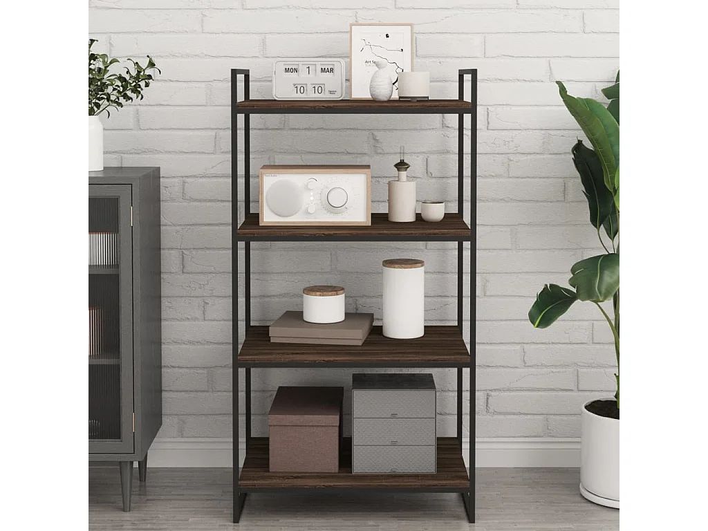 Wandschappen 4 st 60x40x1,5 cm bewerkt hout bruin eikenkleur BE254900