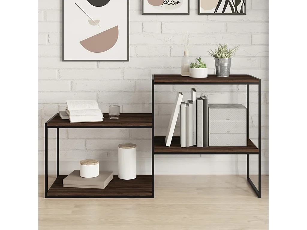 Lot de 4 Étagères murales chêne marron 60x40x1,5cm bois ingénierie FR76214