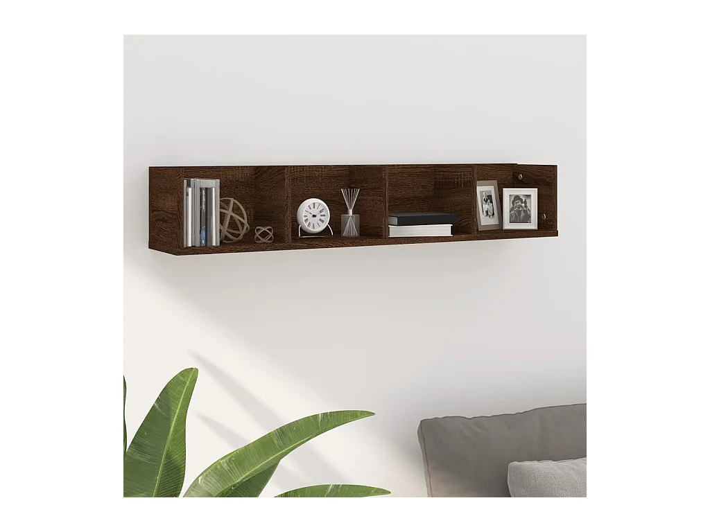 Étagère murale à CD Chêne marron 100x18x18 cm Bois d'ingénierie FR59706