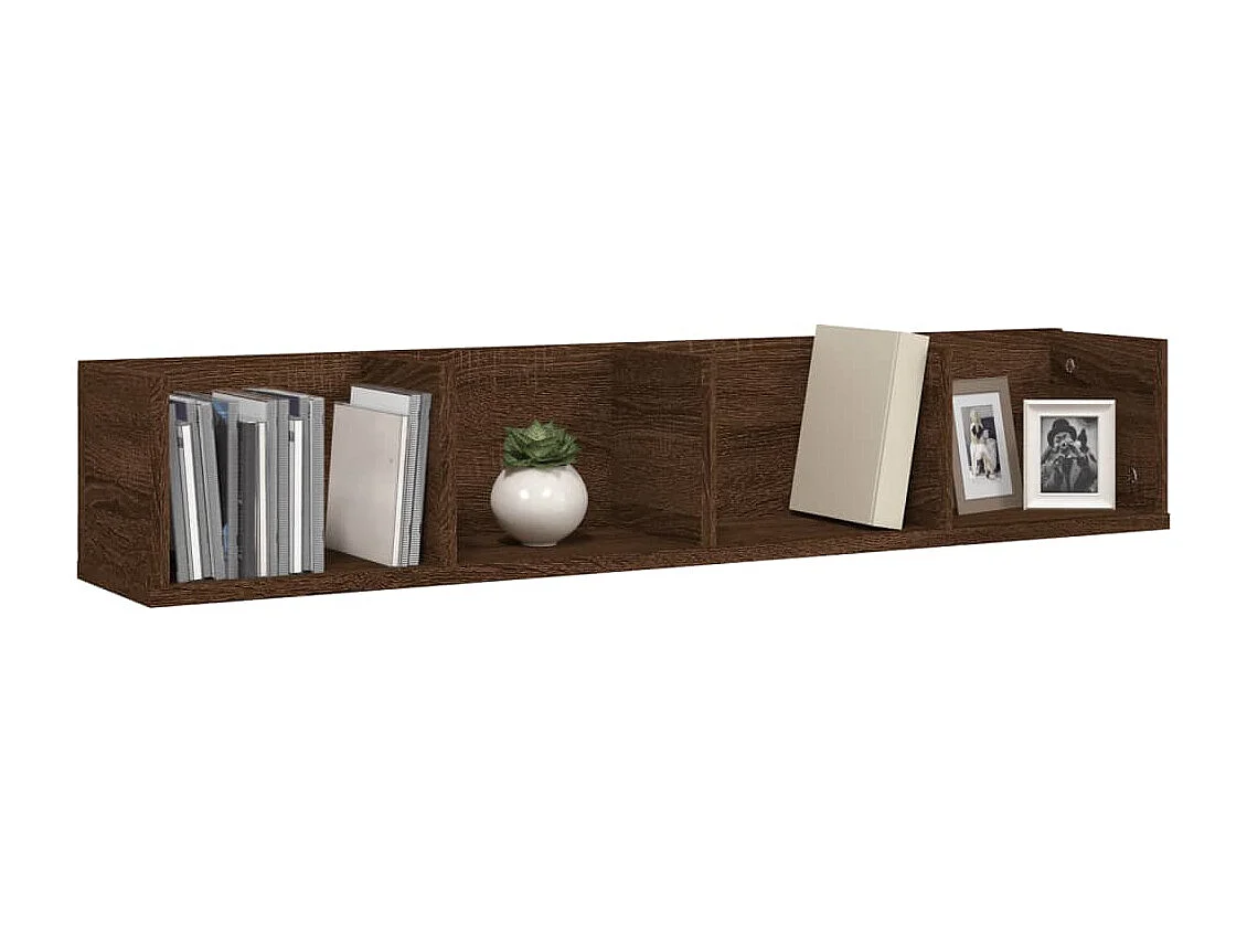 Étagère murale à CD Chêne marron 100x18x18 cm Bois d'ingénierie FR59706