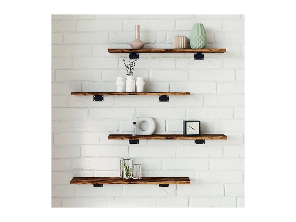 Lot de 4 Étagères murales chêne fumé 60x10x1,5cm bois d'ingénierie FR95682