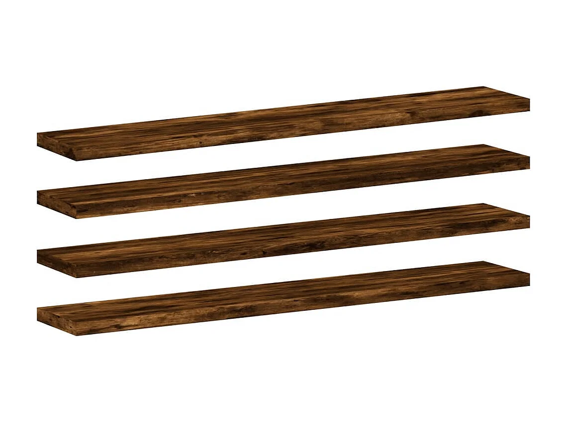 Lot de 4 Étagères murales chêne fumé 60x10x1,5cm bois d'ingénierie FR95682