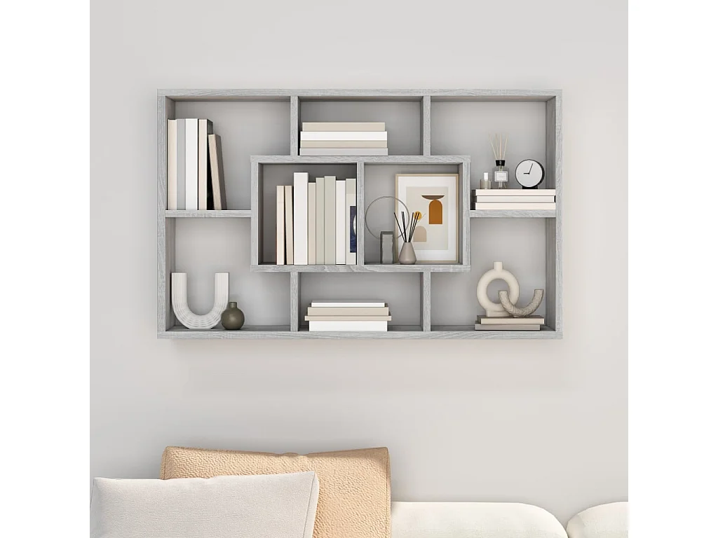 Étagère murale Sonoma gris 85x16x52,5 cm Bois d'ingénierie FR77285
