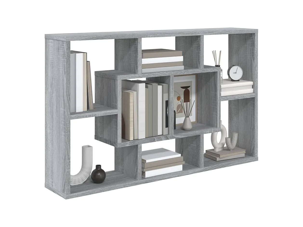 Wandschap 85x16x52,5 cm bewerkt hout grijs sonoma eikenkleur BE446133