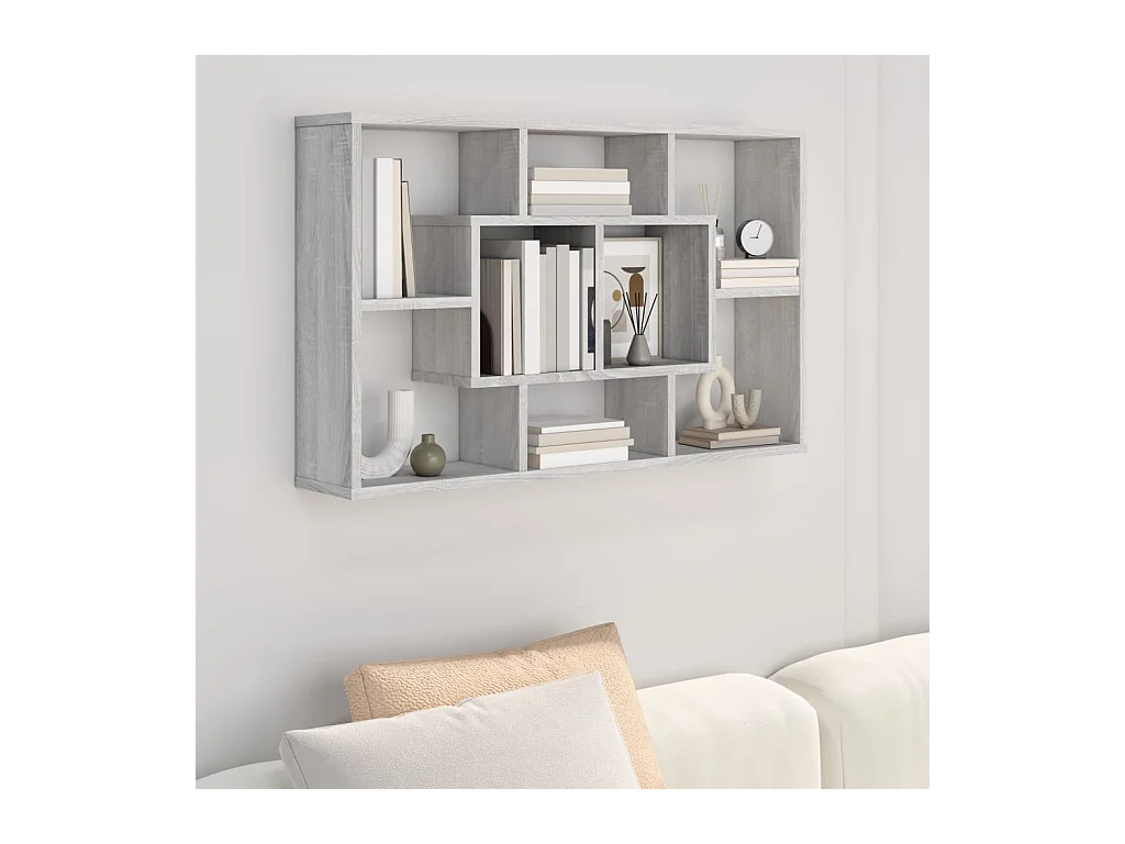 Wandschap 85x16x52,5 cm bewerkt hout grijs sonoma eikenkleur BE446133