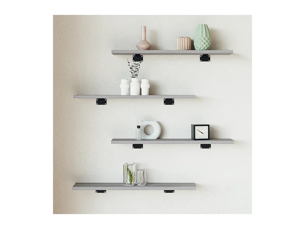 Lot de 4 Étagères murales sonoma gris 60x10x1,5 cm bois ingénierie FR63263