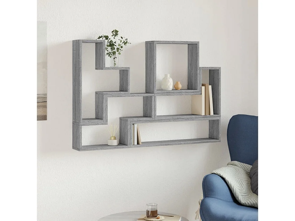 Estantería de pared madera ingeniería gris Sonoma 96x12x64 cm ES384235