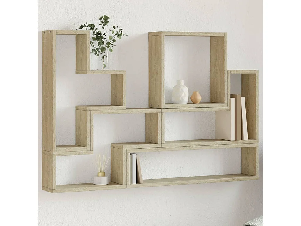 Estantería de pared madera ingeniería roble Sonoma 96x12x64 cm ES826405