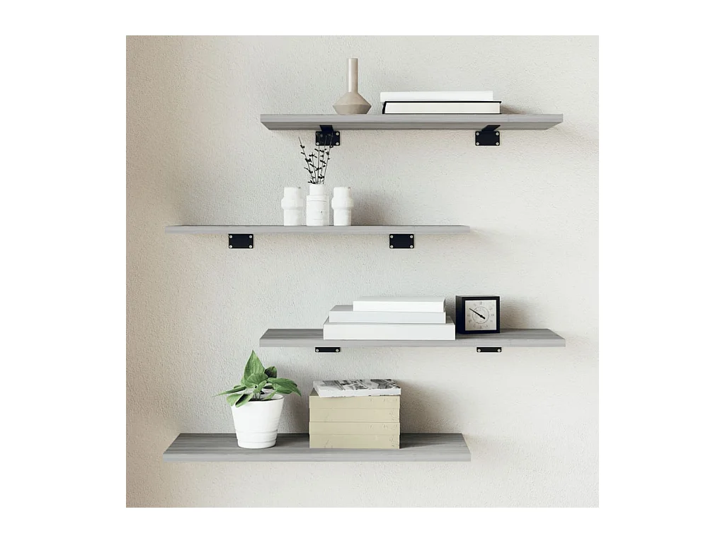Wandschappen 4 st 60x20x1,5 cm bewerkt hout grijs sonoma eiken BE934521