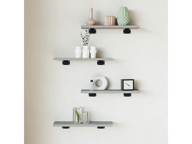 Lot de 4 Étagères murales sonoma gris 40x10x1,5 cm bois ingénierie FR56249
