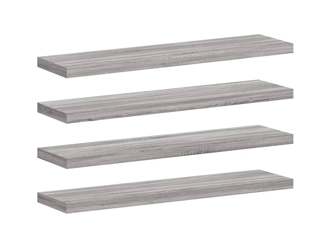 Wandschappen 4 st 40x10x1,5 cm bewerkt hout grijs sonoma eiken BE519598