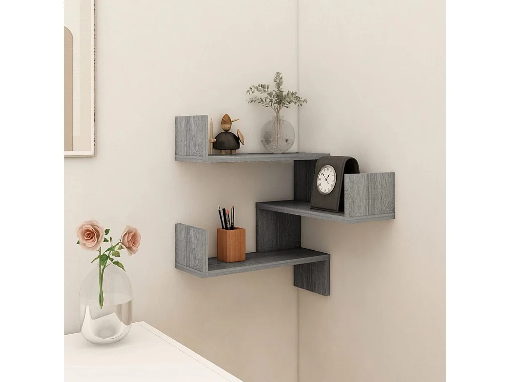 Étagère d'angle murale Sonoma gris 40x40x50cm Bois d'ingénierie FR21793