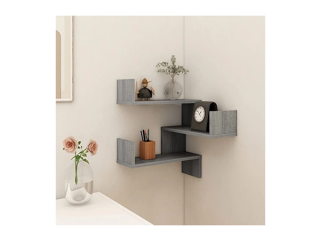 Étagère d'angle murale Sonoma gris 40x40x50cm Bois d'ingénierie FR21793