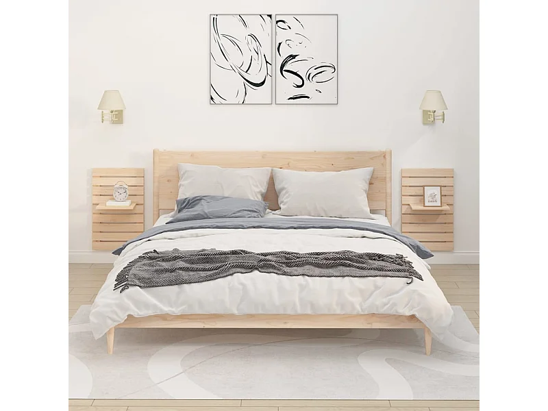 Prateleiras de montagem na parede 2 pcs pinho maciço PT444640