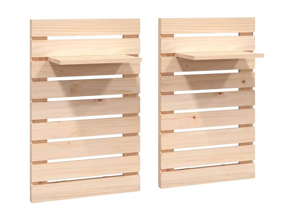 Lot de 2 Étagères de chevet murales Bois de pin massif FR50130