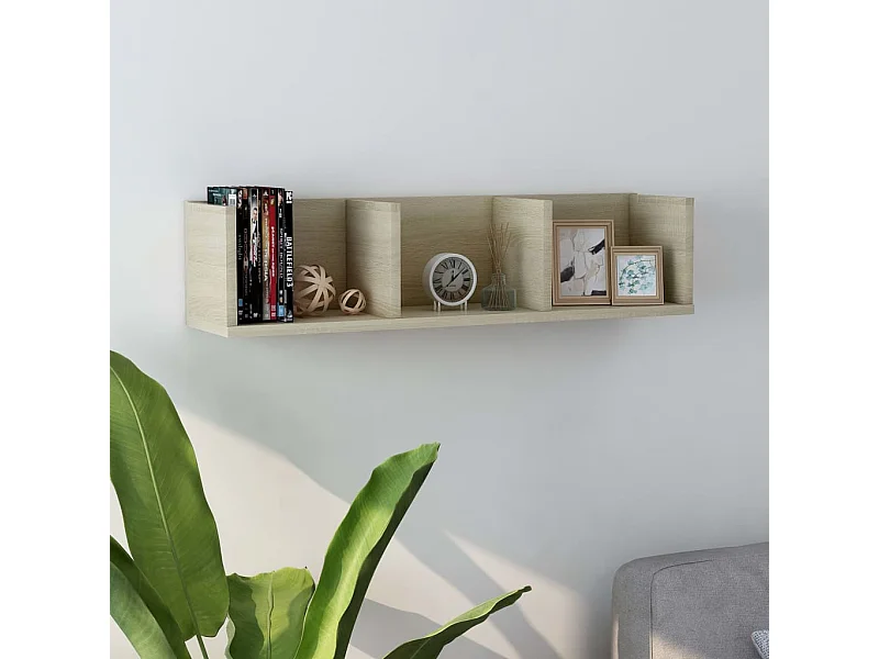 Étagère murale à CD Chêne sonoma 75x18x18 cm Aggloméré FR14456