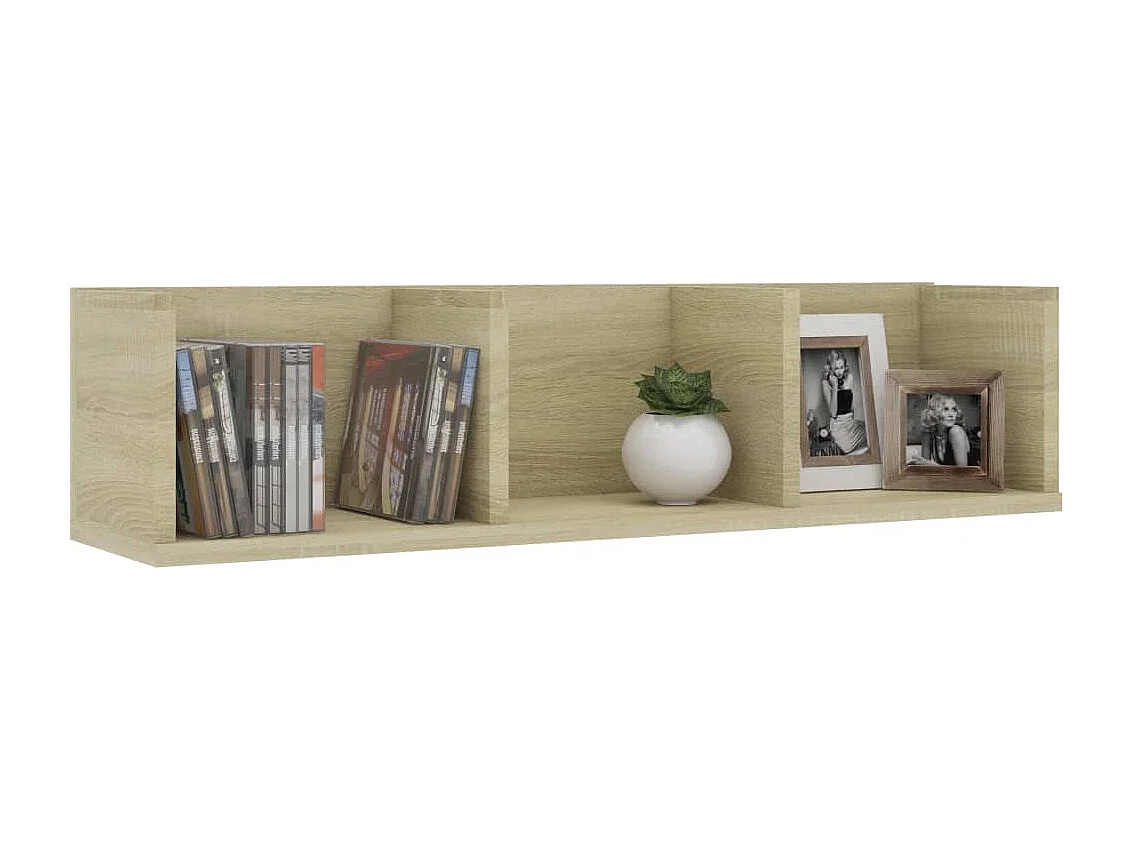 Cd-wandschap 75x18x18 cm bewerkt hout sonoma eikenkleurig BE579876