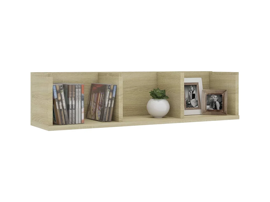 Étagère murale à CD Chêne sonoma 75x18x18 cm Aggloméré FR14456