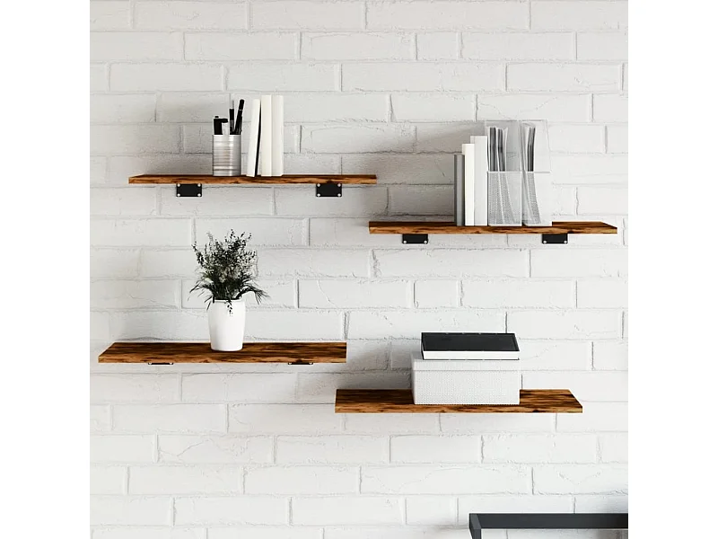 Estantes pared 4 uds madera ingeniería roble humo 60x30x1,5 cm ES929106