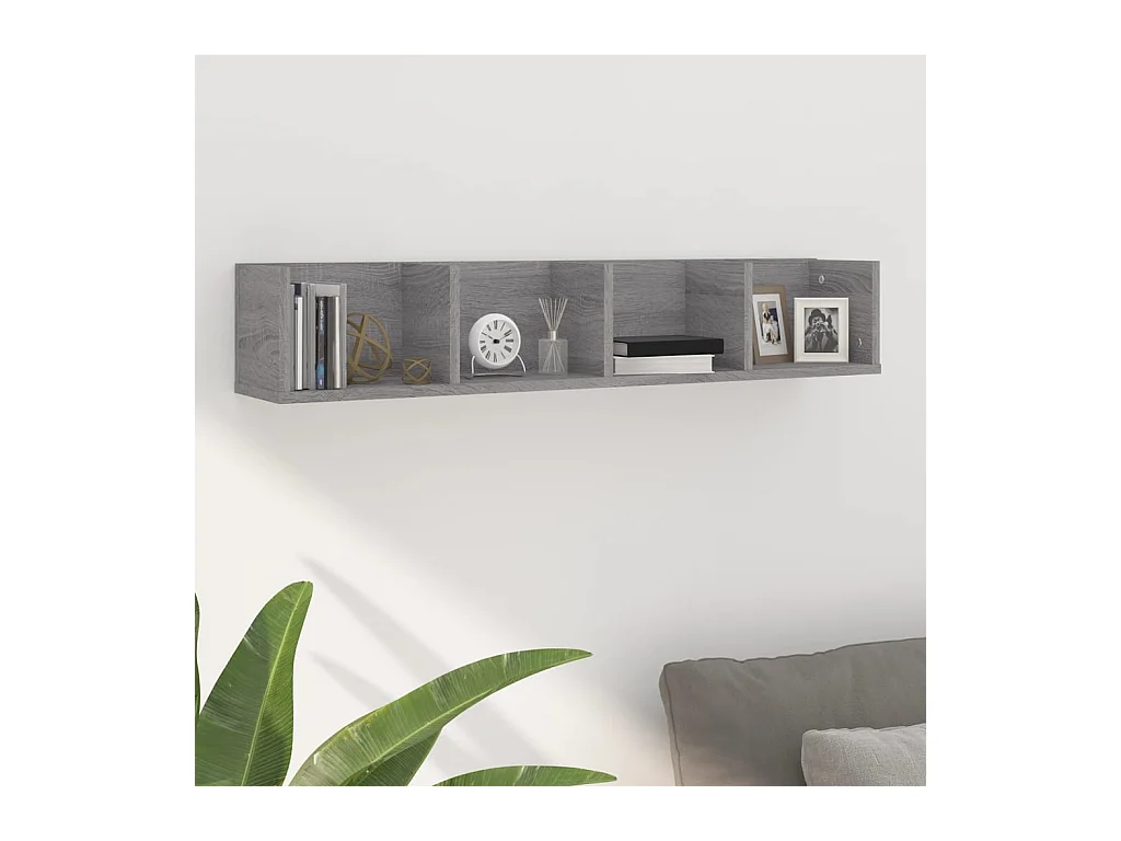 Étagère murale à CD Sonoma gris 100x18x18 cm Bois d'ingénierie FR63275