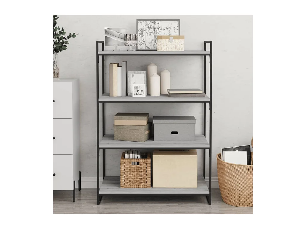 Estantes pared 4 uds madera ingeniería gris Sonoma 80x40x1,5 cm ES588773