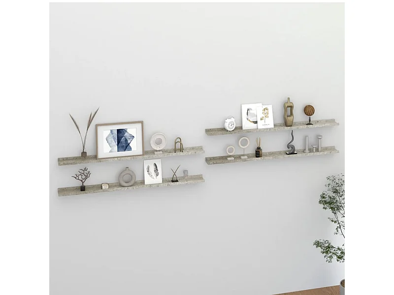 Lot de 4 Étagères murales Gris béton 115x9x3 cm FR39848