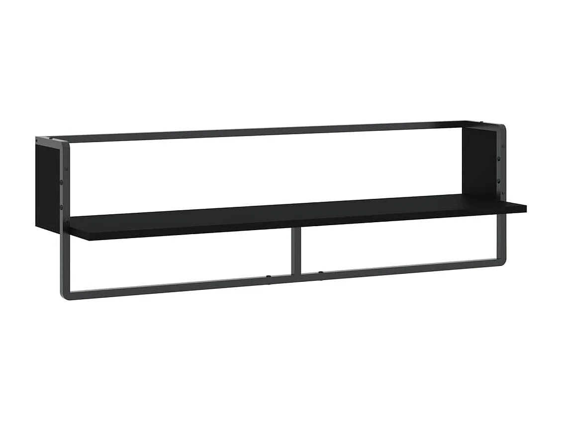 Wandschap met stang 100x25x30 cm zwart BE691408