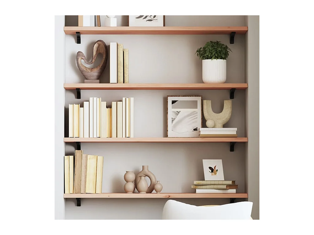 Estante de pared madera maciza de roble sin tratar 80x20x2 cm ES314424