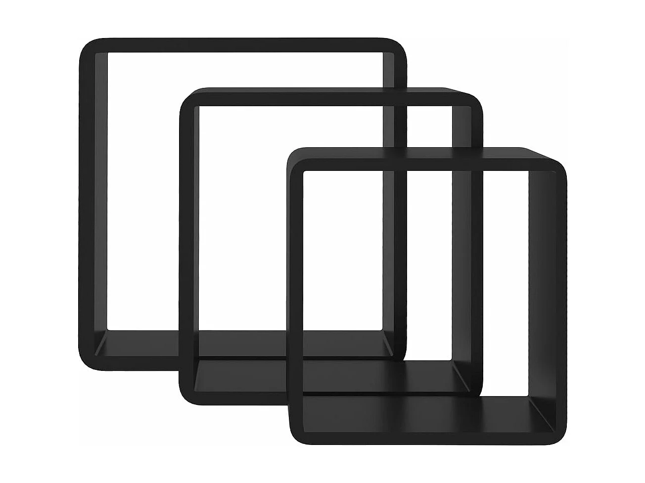 Estantes cubo de pared 3 unidades MDF negro ES341402