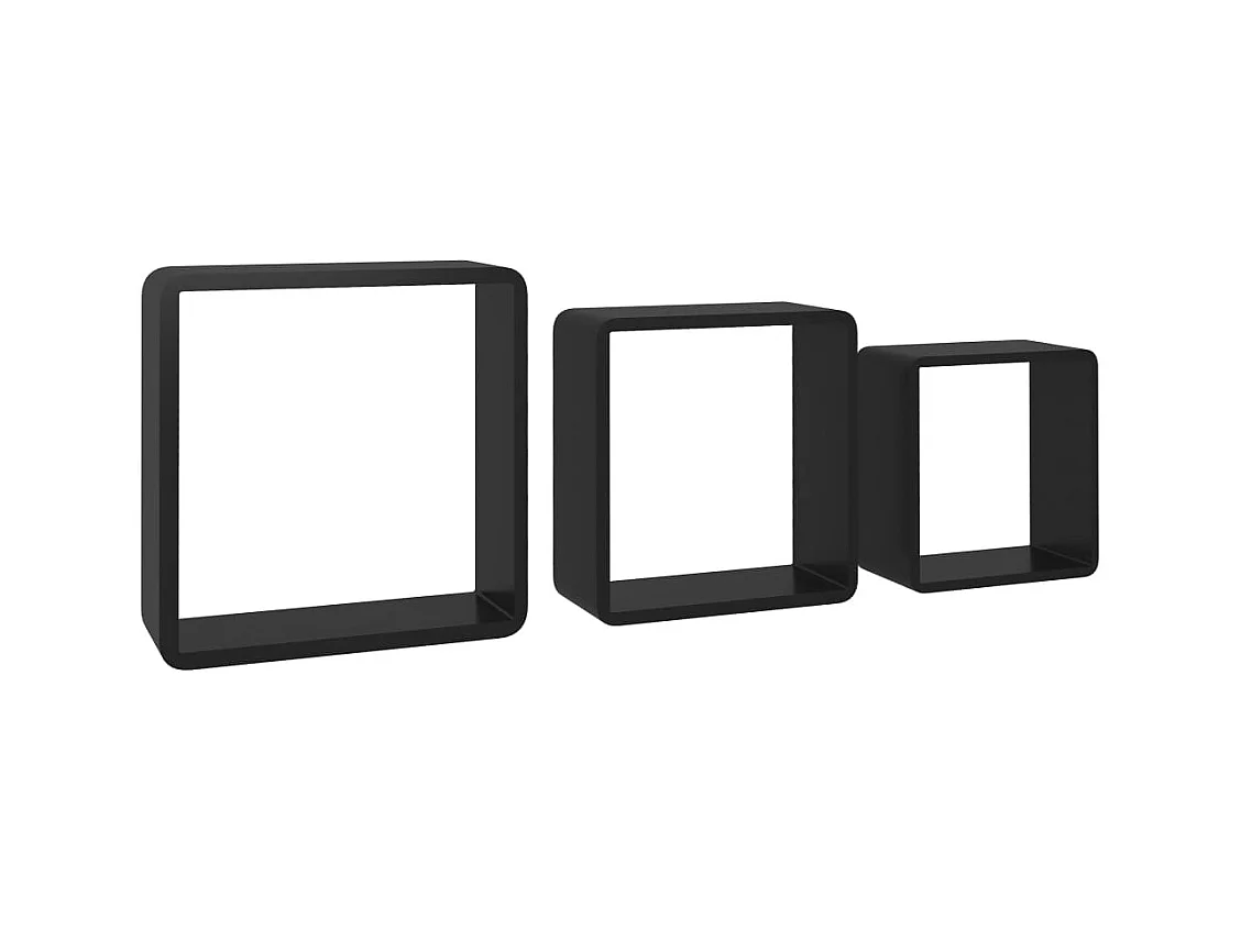 Lot de 3 Étagères murales sous forme de cube Noir MDF FR96547