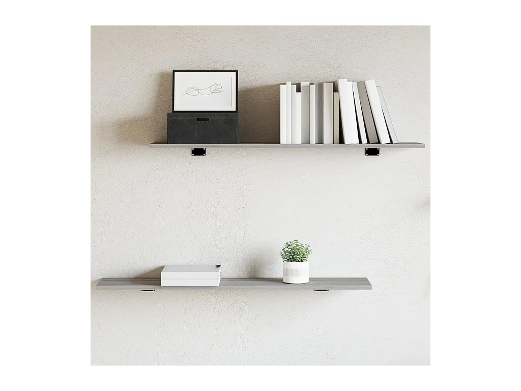 Lot de 4 Étagères murales sonoma gris 100x20x1,5cm bois ingénierie FR53133
