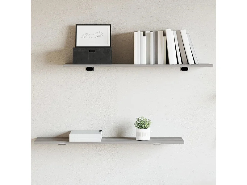 Lot de 4 Étagères murales sonoma gris 100x20x1,5cm bois ingénierie FR53133