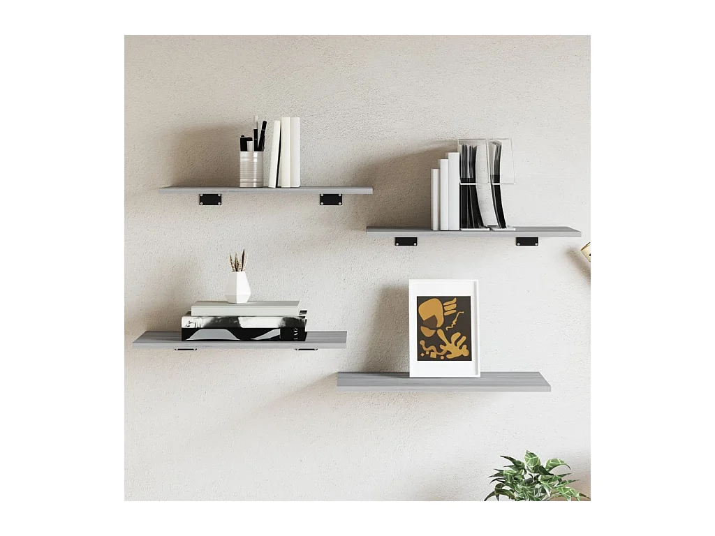 Lot de 4 Étagères murales sonoma gris 60x30x1,5 cm bois ingénierie FR19841