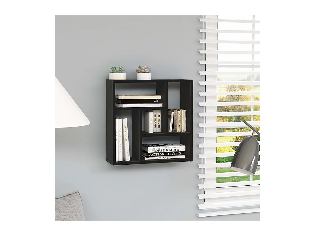 Étagère murale Noir 45,1x16x45,1 cm Bois d’ingénierie FR73057