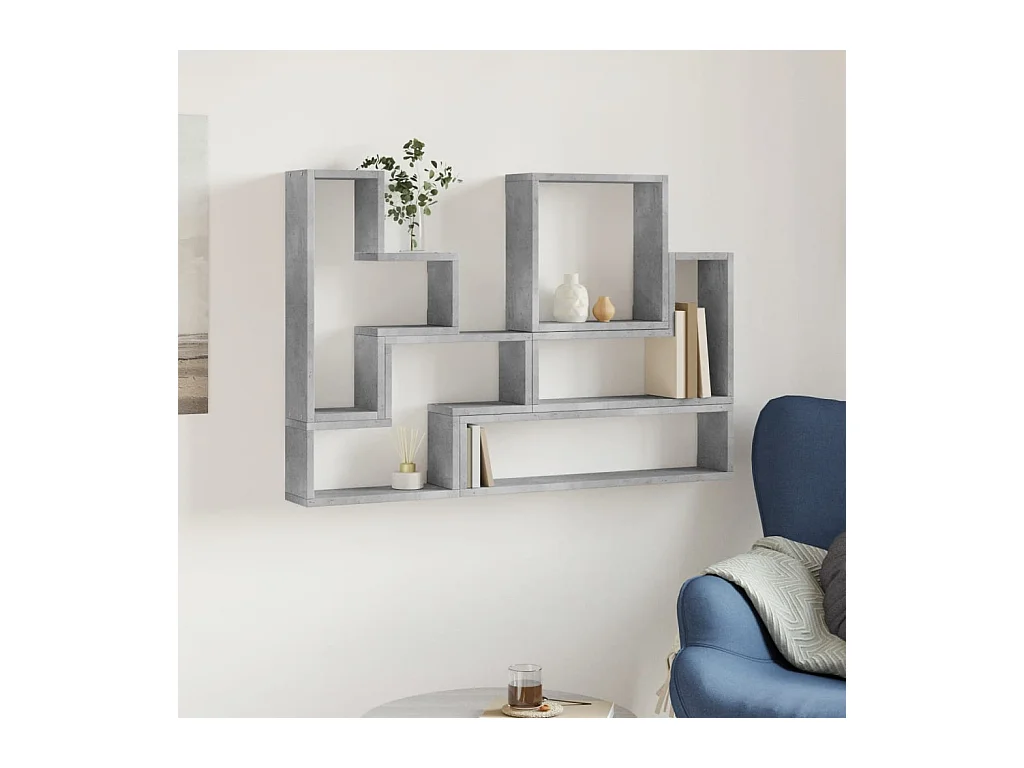 Étagère murale gris béton 96x12x64 cm bois d'ingénierie FR65167