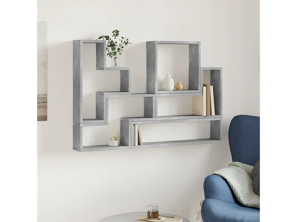 Estantería de pared madera ingeniería gris hormigón 96x12x64 cm ES347598