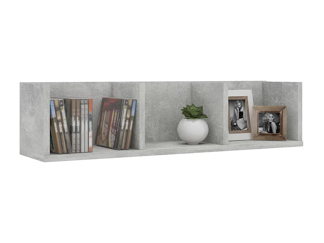 Étagère murale à CD Gris béton 75x18x18 cm Aggloméré FR23859