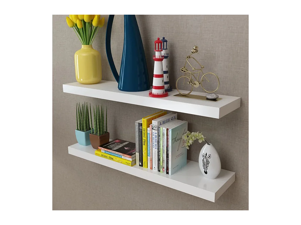 Prateleiras de parede para livros/DVD MDF branco PT425714