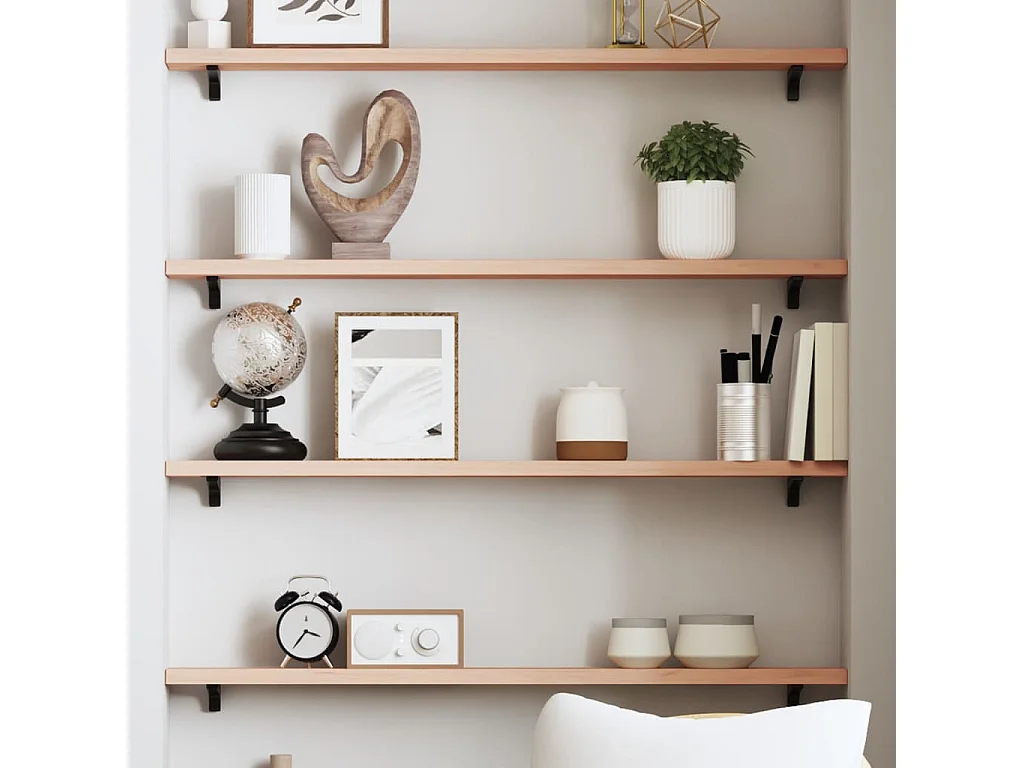 Estante de pared madera maciza de roble sin tratar 100x10x2 cm ES973980